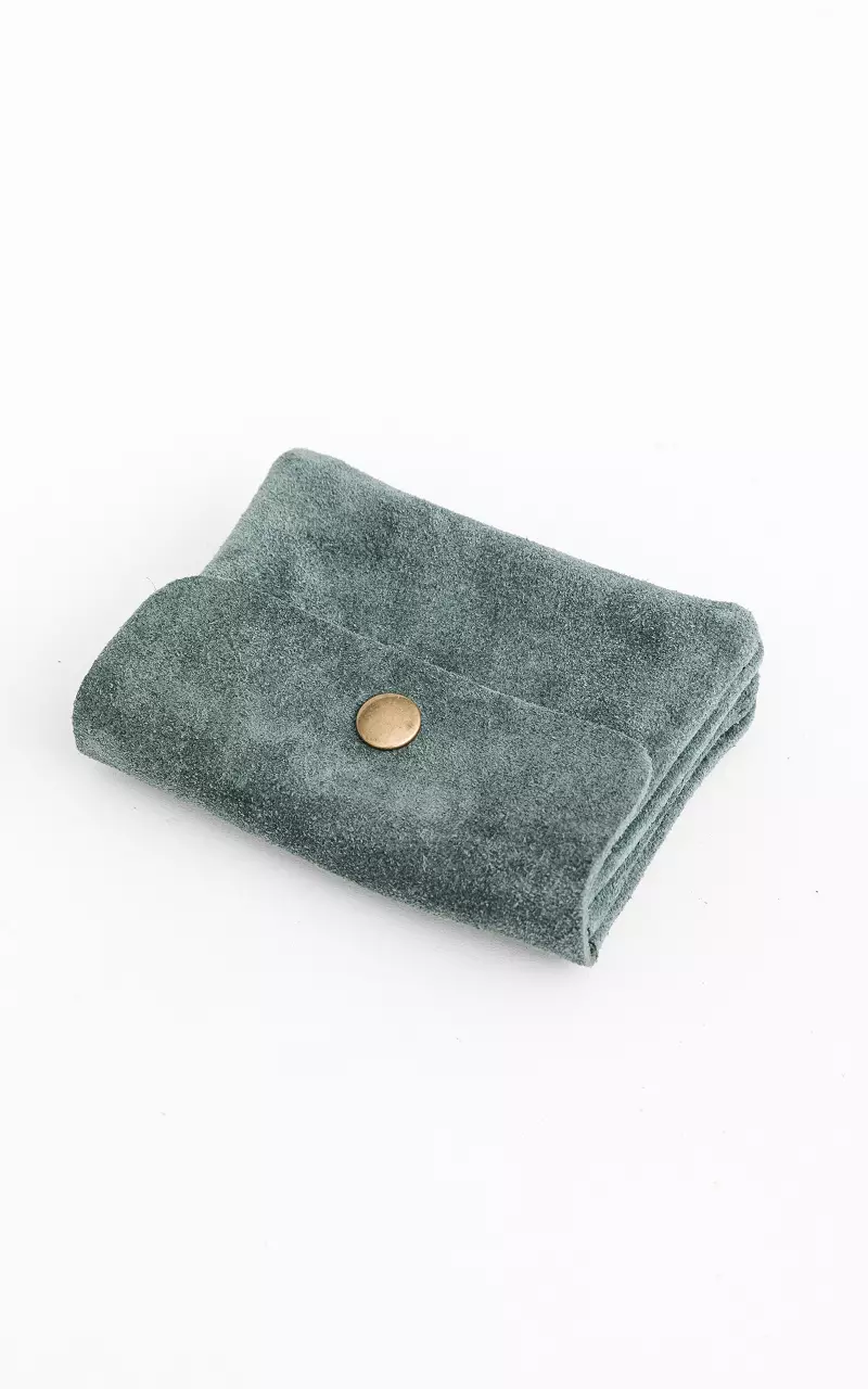Suede wallet with zip Dark Green