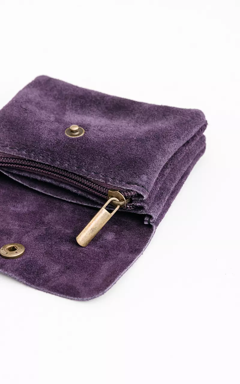 Suede wallet with zip Purple