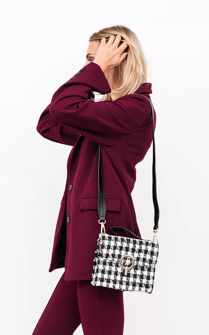Checkered bag with glittery details Black White