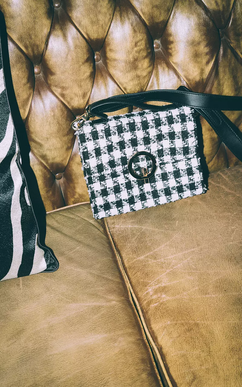 Checkered bag with glittery details Black White