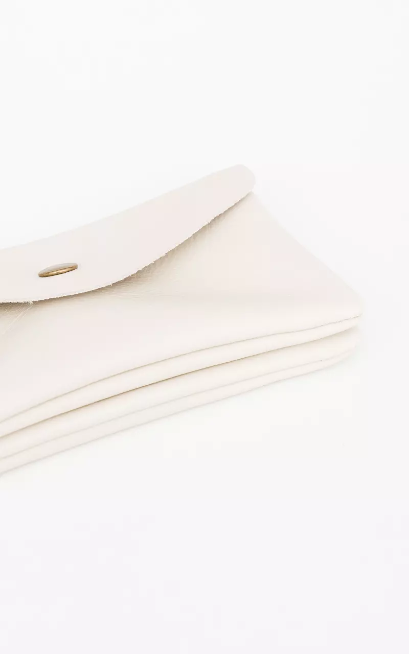 Leather wallet with two pockets Cream