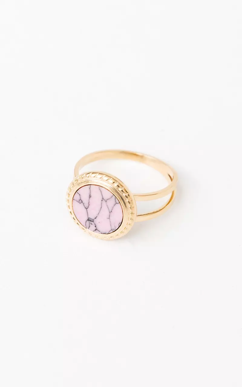 Verstelbare ring van stainless steel Goud Roze