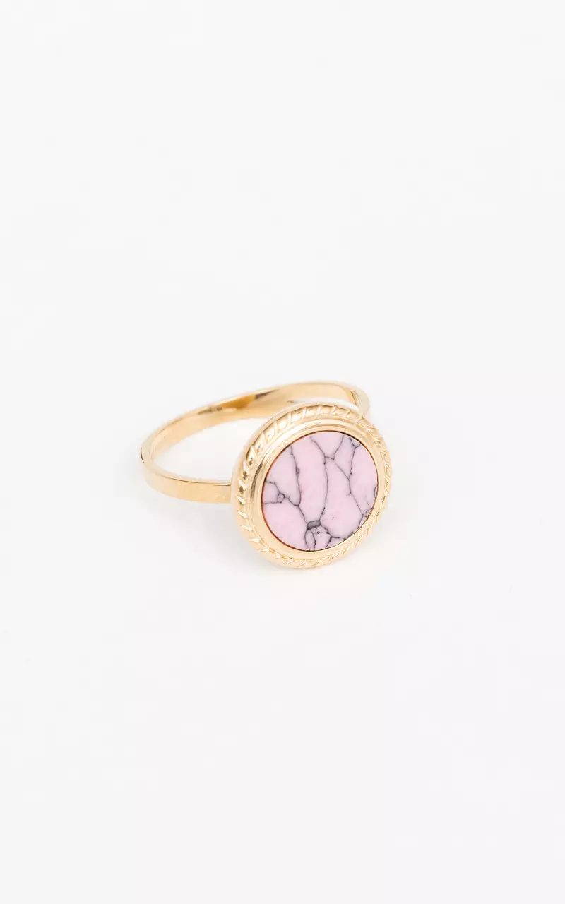 Adjustable ring of stainless steel Gold Pink