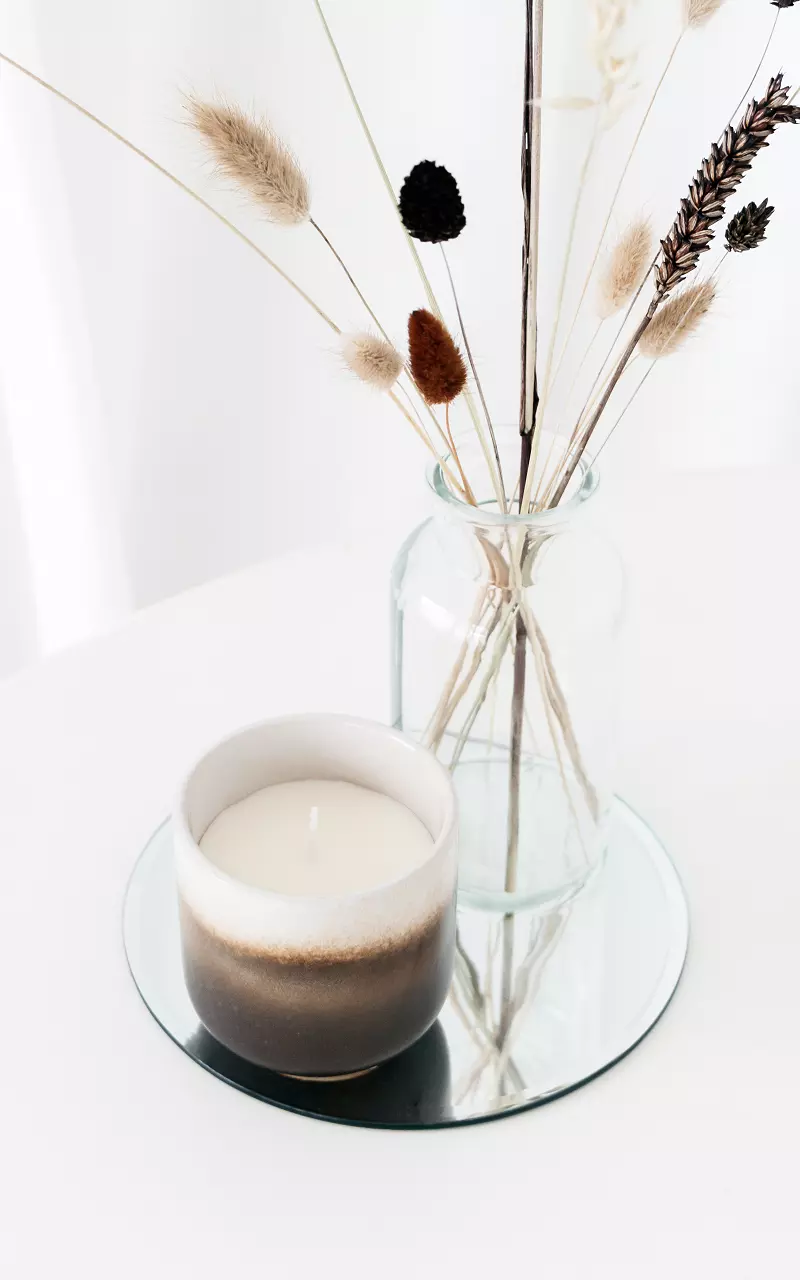 Candle in ceramic jar Cream Brown