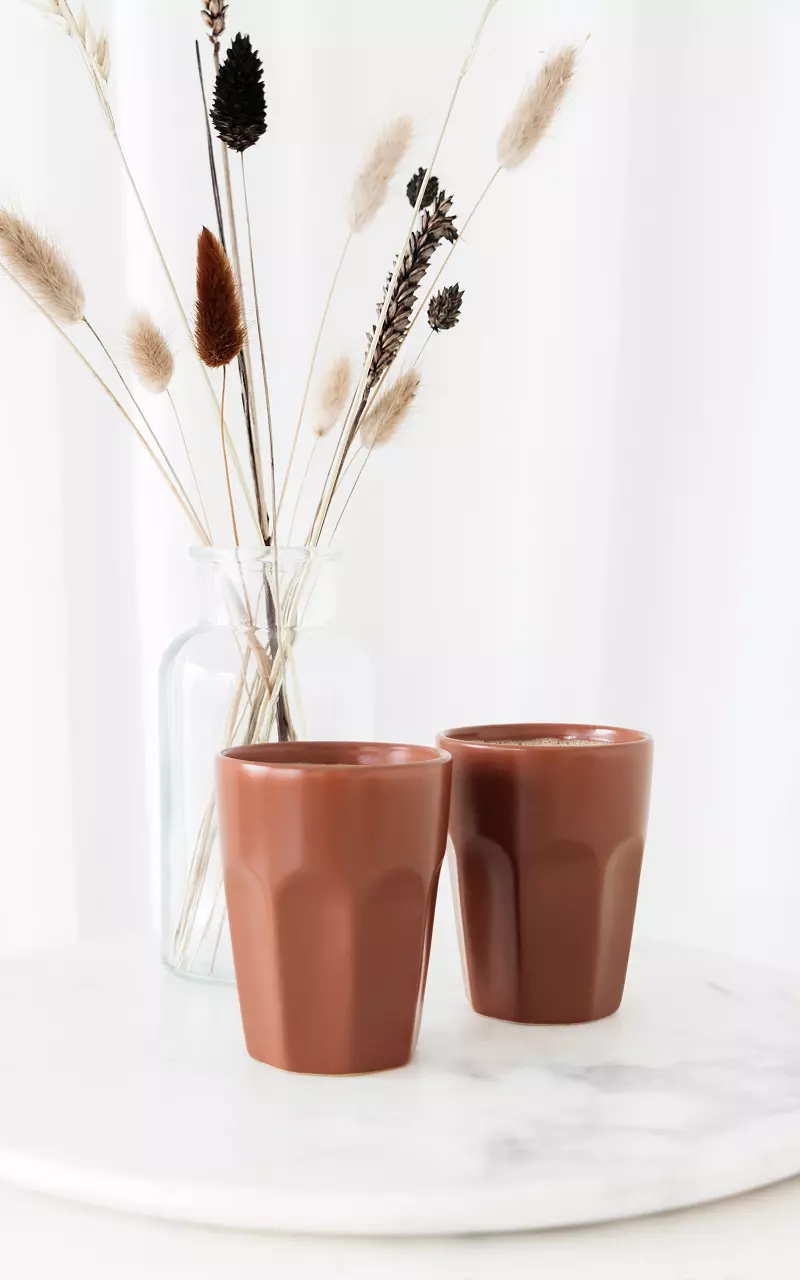 Set of two ceramic mugs Rust Brown