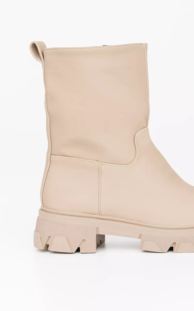 Imitation-leather rough boots Taupe