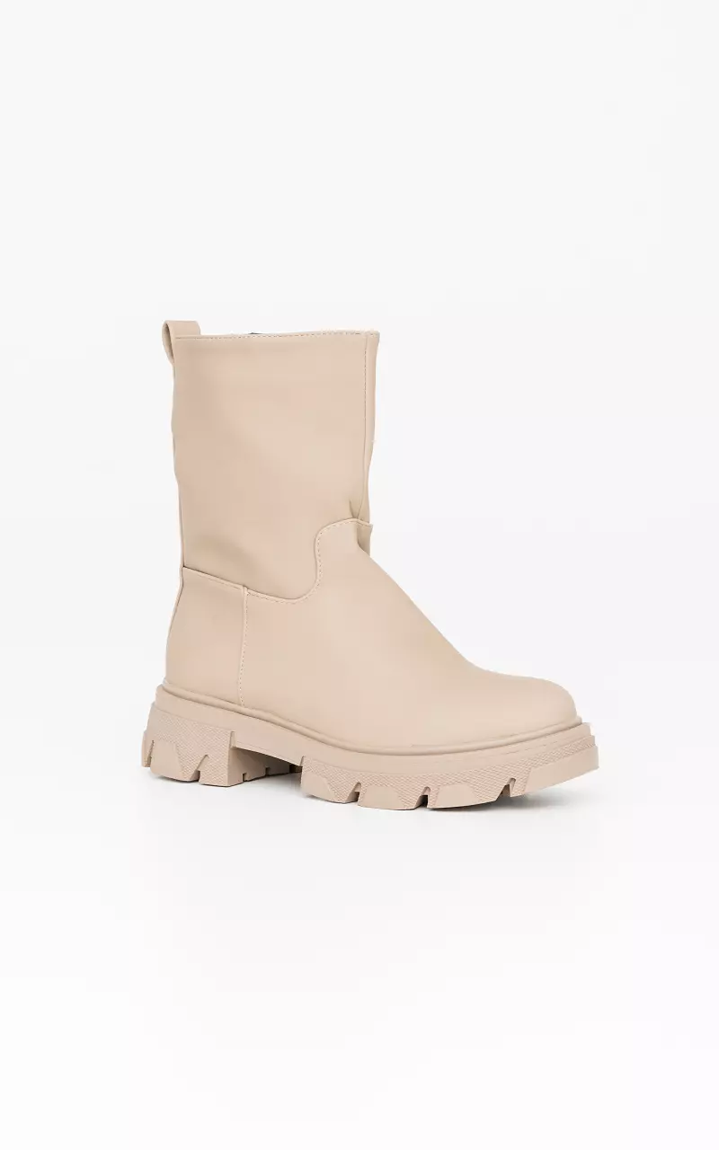 Imitation-leather rough boots Taupe