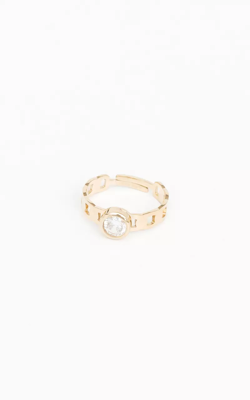 Verstellbarer Ring mit Steinchen Gold Silber
