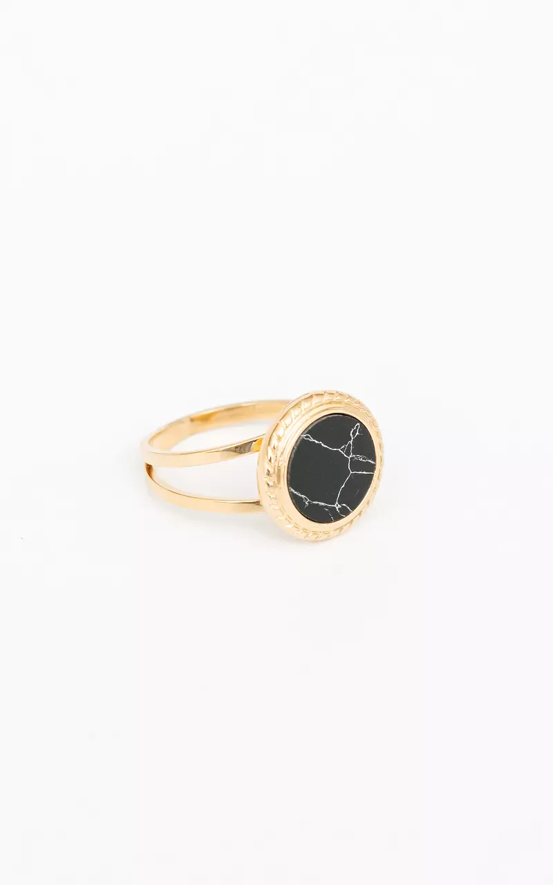 Adjustable ring of stainless steel Gold Black