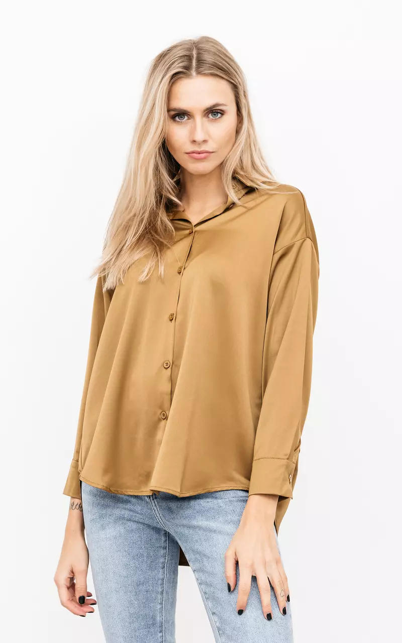 Basic blouse Lichtbruin