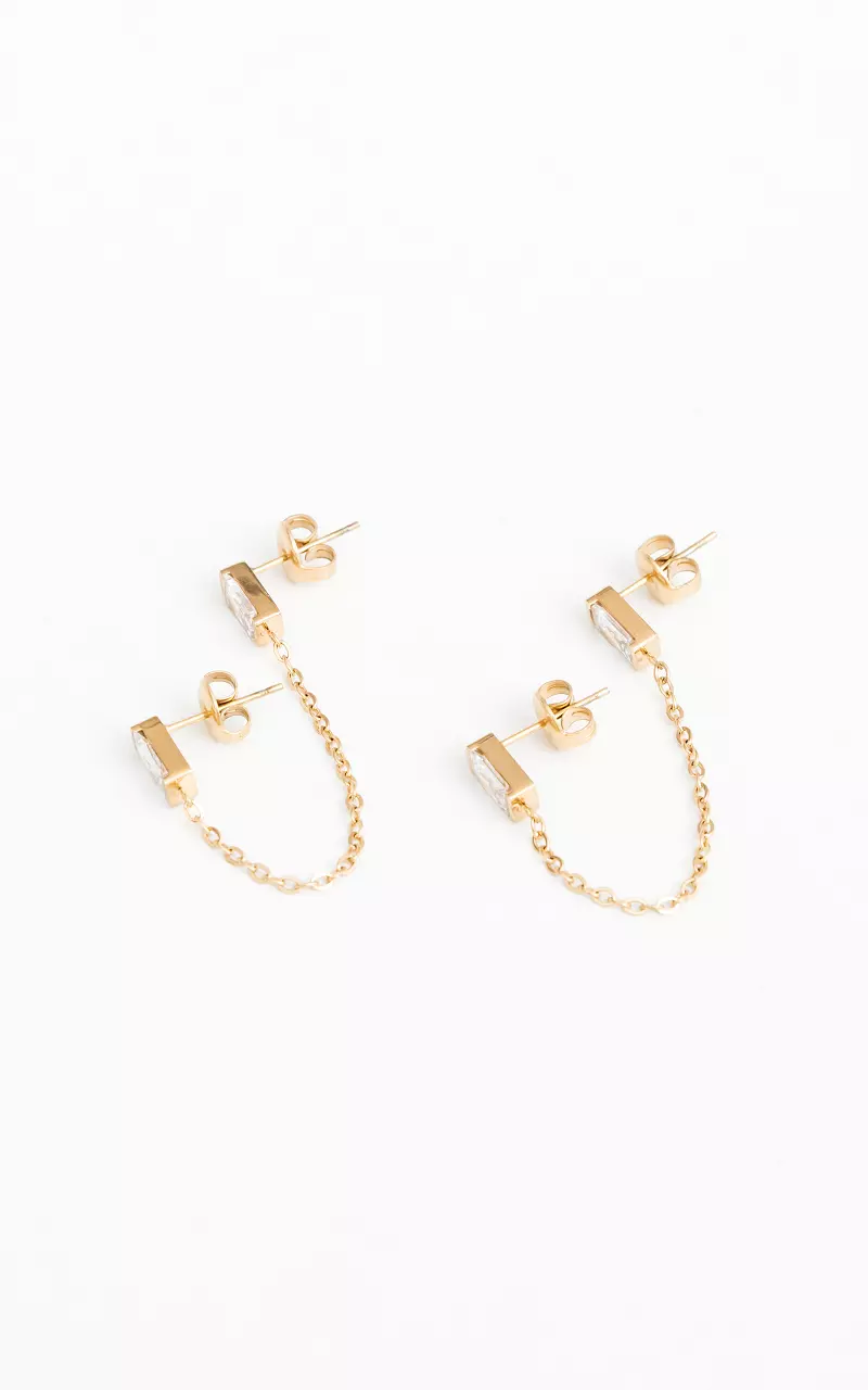 Stainless steel double earrings Gold White