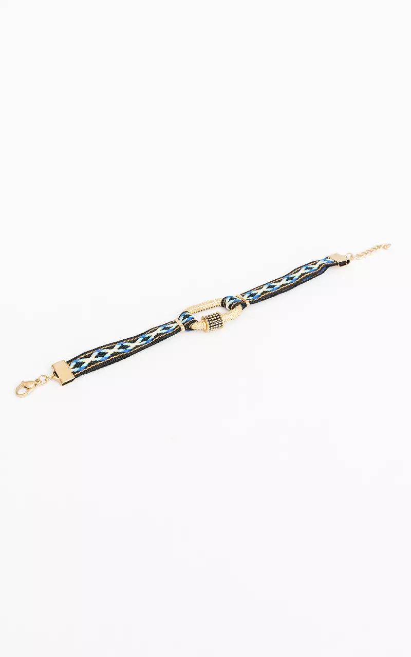 Adjustable bracelet with gold-coated details Gold Blue