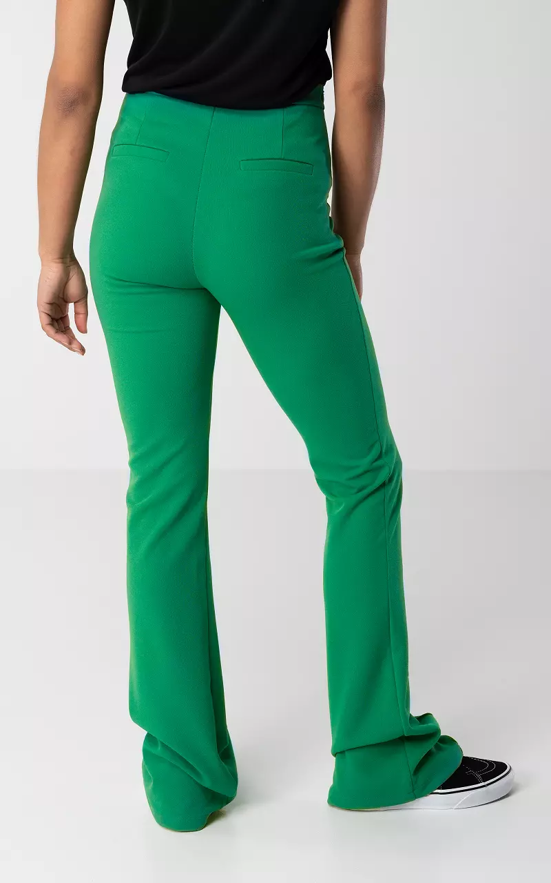 High-waist, flared trousers Green