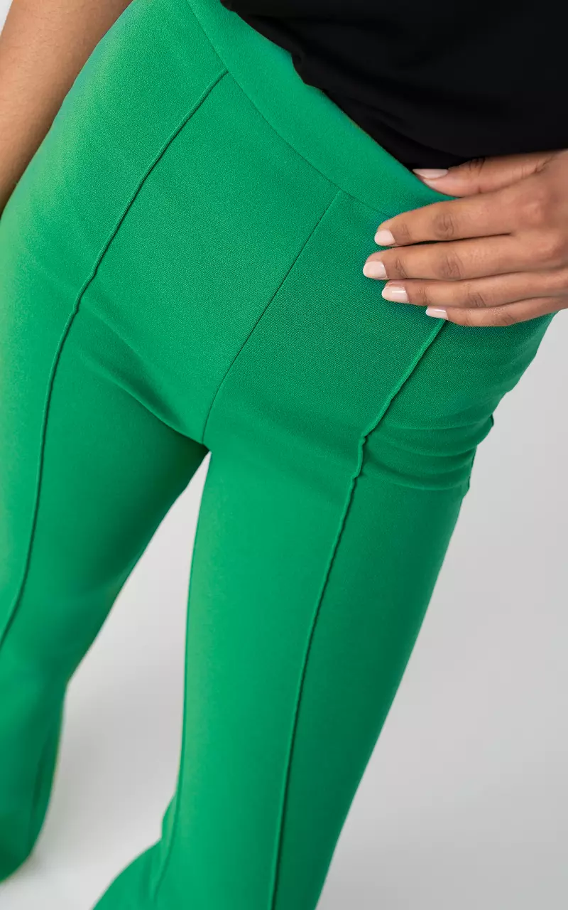 High-waist, flared trousers Green