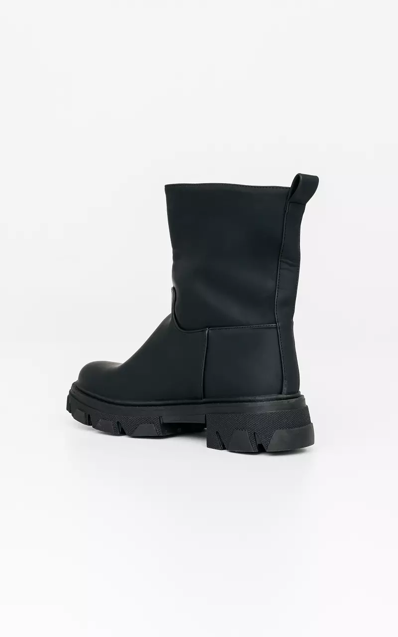 Imitation-leather rough boots Black