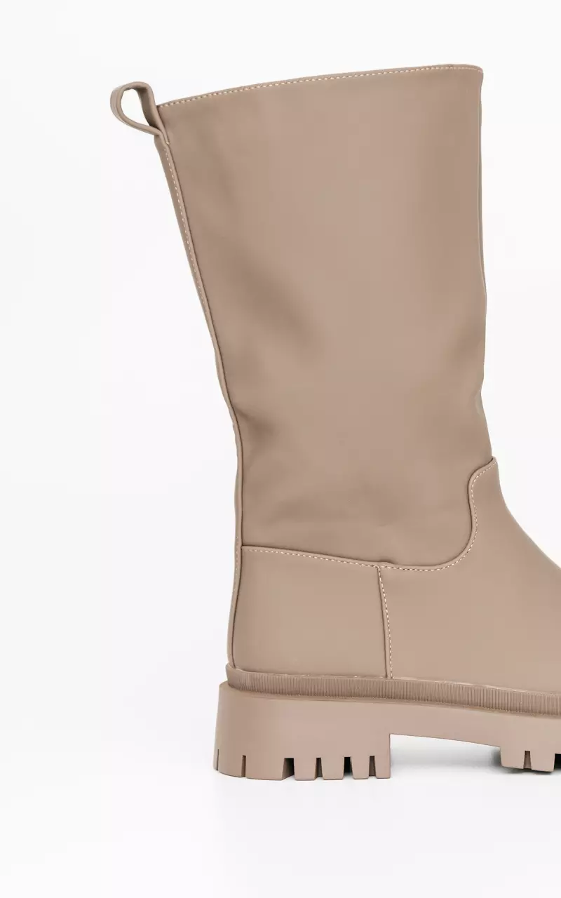 Imitation-leather boots Taupe