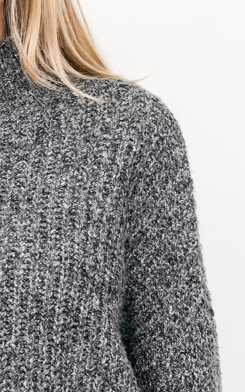 Chunky knit sweater with turtleneck Dark Grey