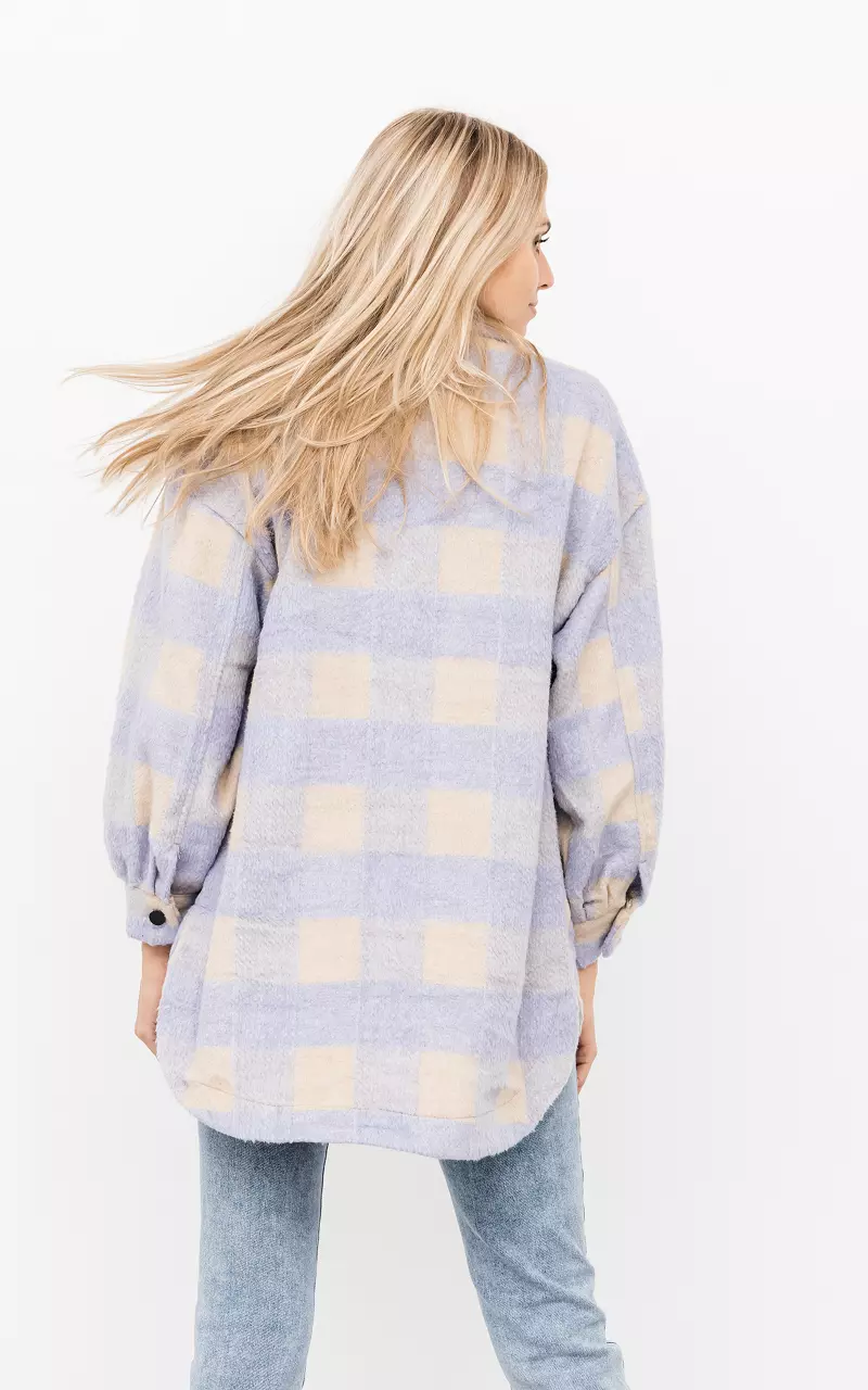 Checkered coat with breast pockets Lilac Beige