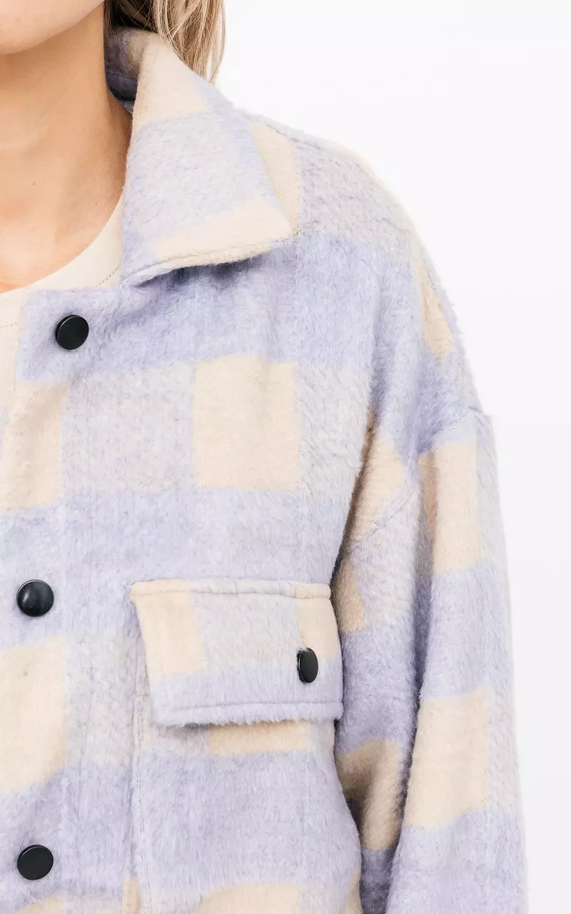 Checkered coat with breast pockets Lilac Beige