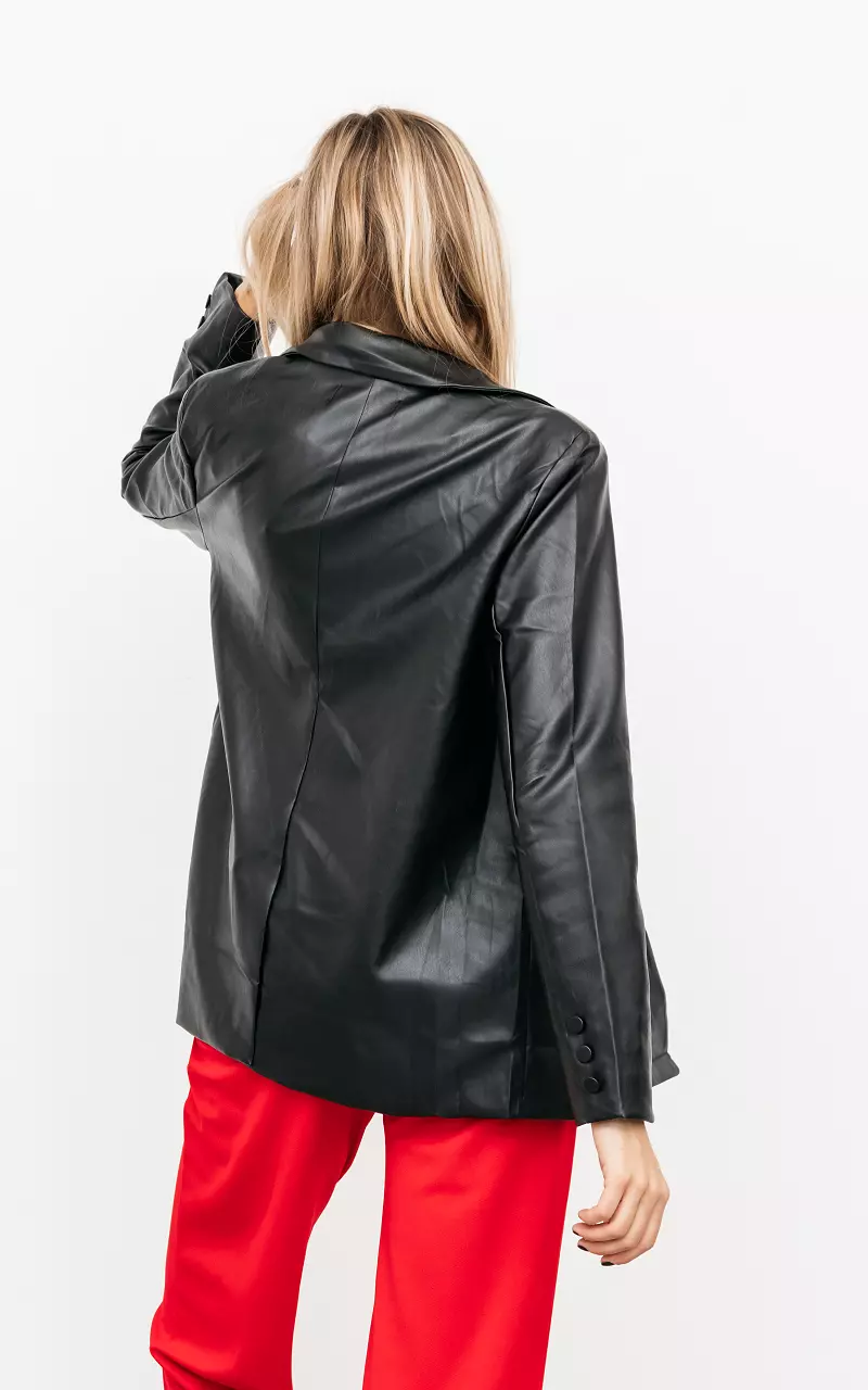 Leather-look blazer with buttons Black