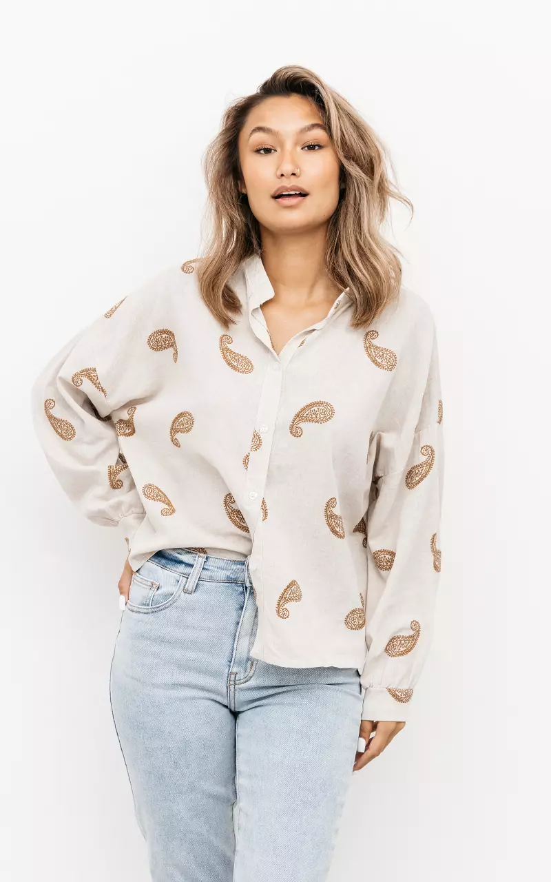 Paisley print blouse  Beige Brown