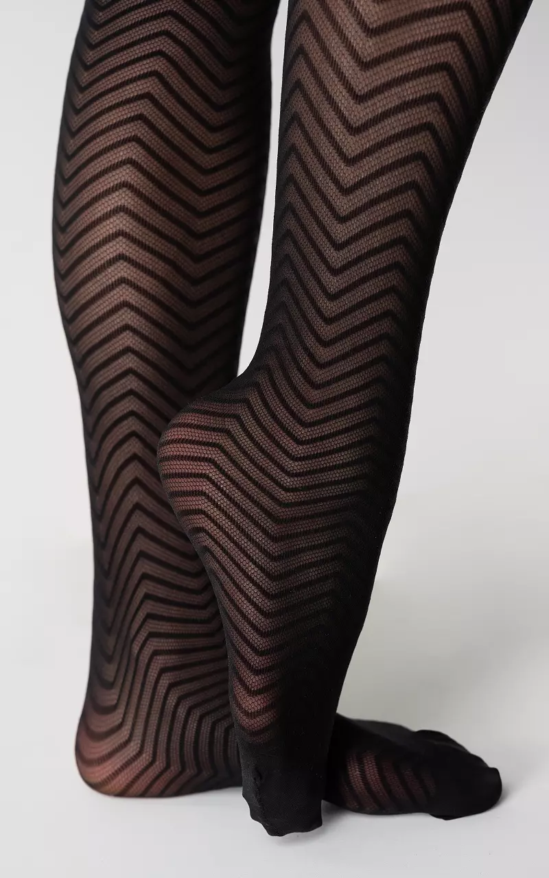 25 DEN Striped tights Black