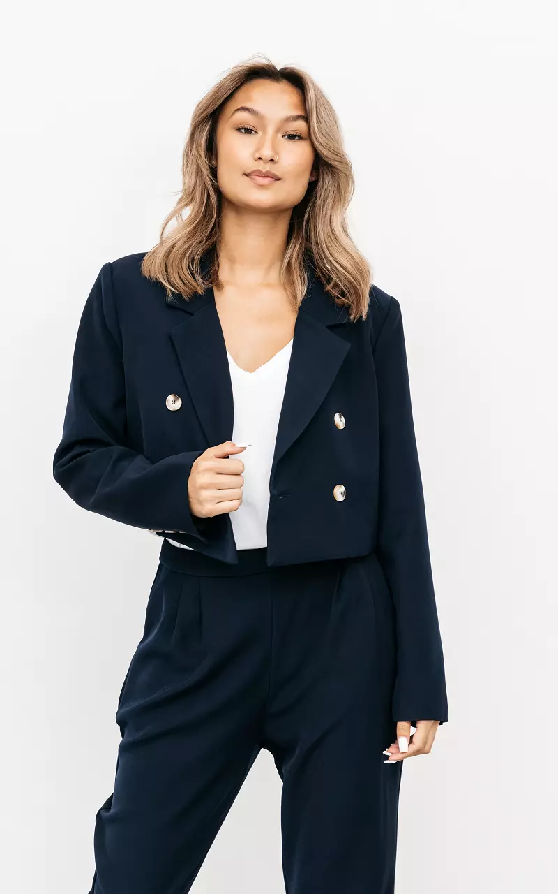 Cropped blazer with buttons Dark Blue