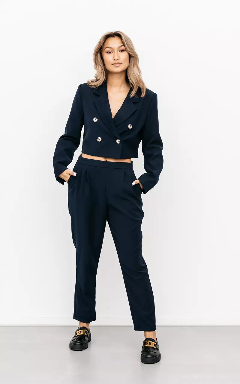 Straight leg broek met steekzakken Donkerblauw