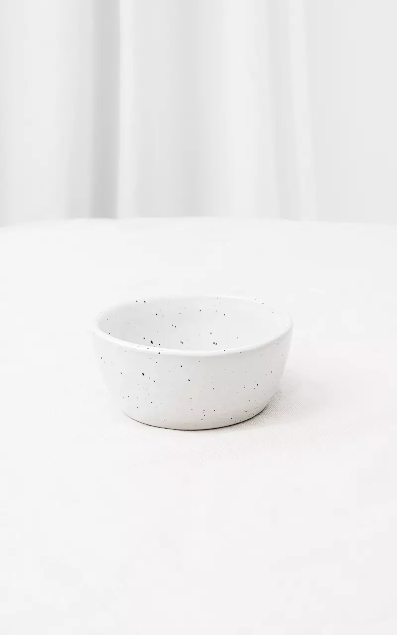 Keramikschale mit dezenten Punkten Weiß Grau