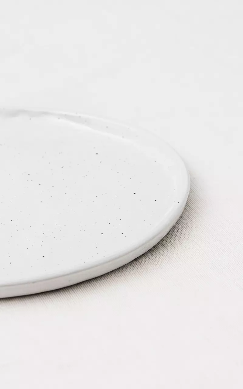Pottery design plate White Grey