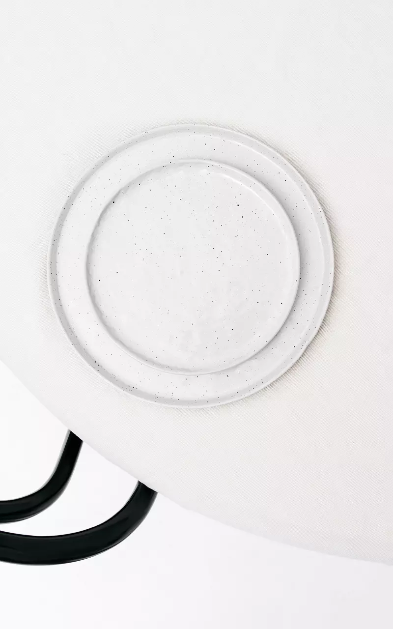 Keramikteller mit dezenten Punkten Weiß Grau