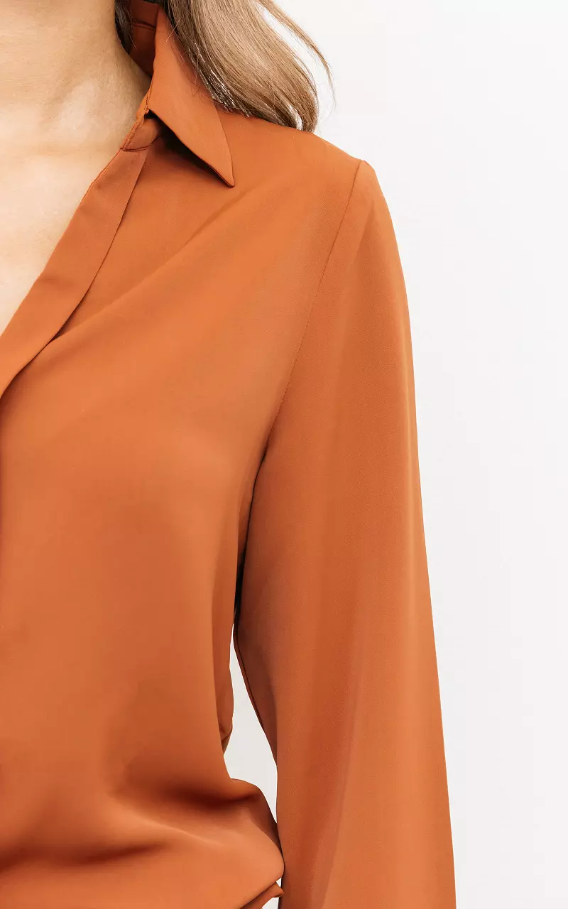 Blouse with see-through details Rust Brown