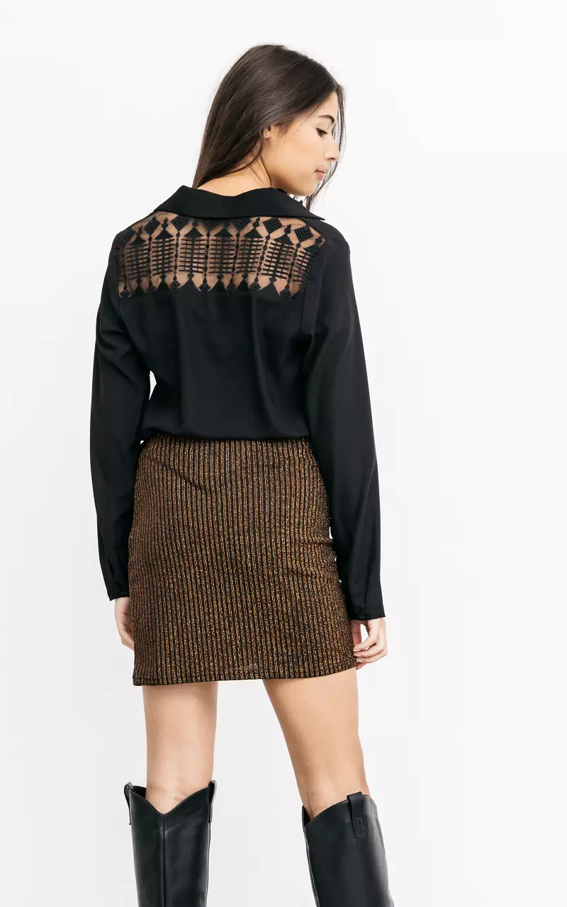 Blouse with see-through details Black