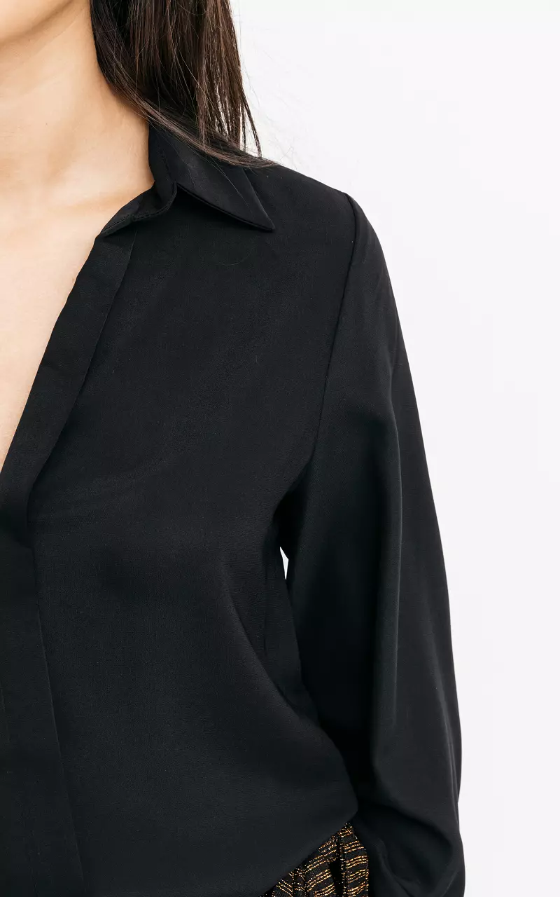 Bluse mit transparenten Details Schwarz