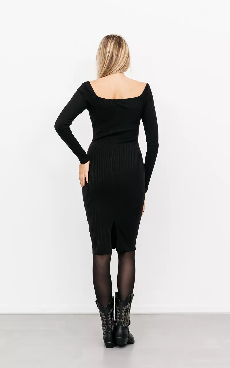 Elegantes Kleid mit Herz-Ausschnitt Schwarz