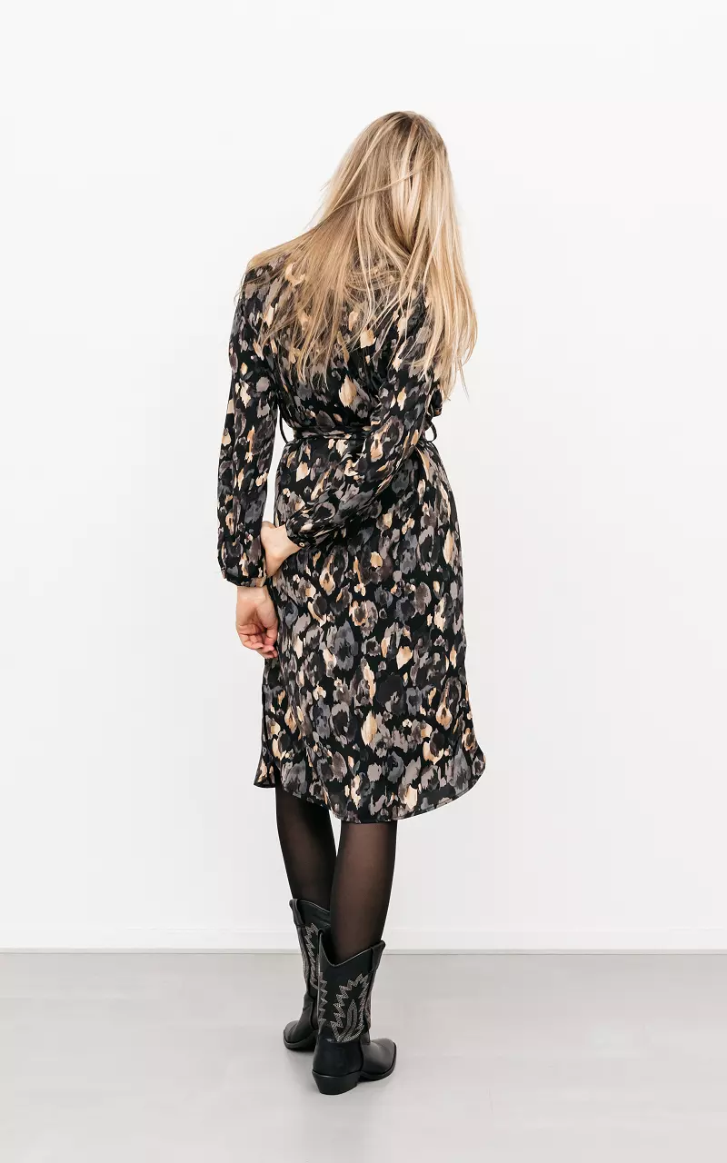 Kleid mit abstraktem Print Dunkelgrau Beige