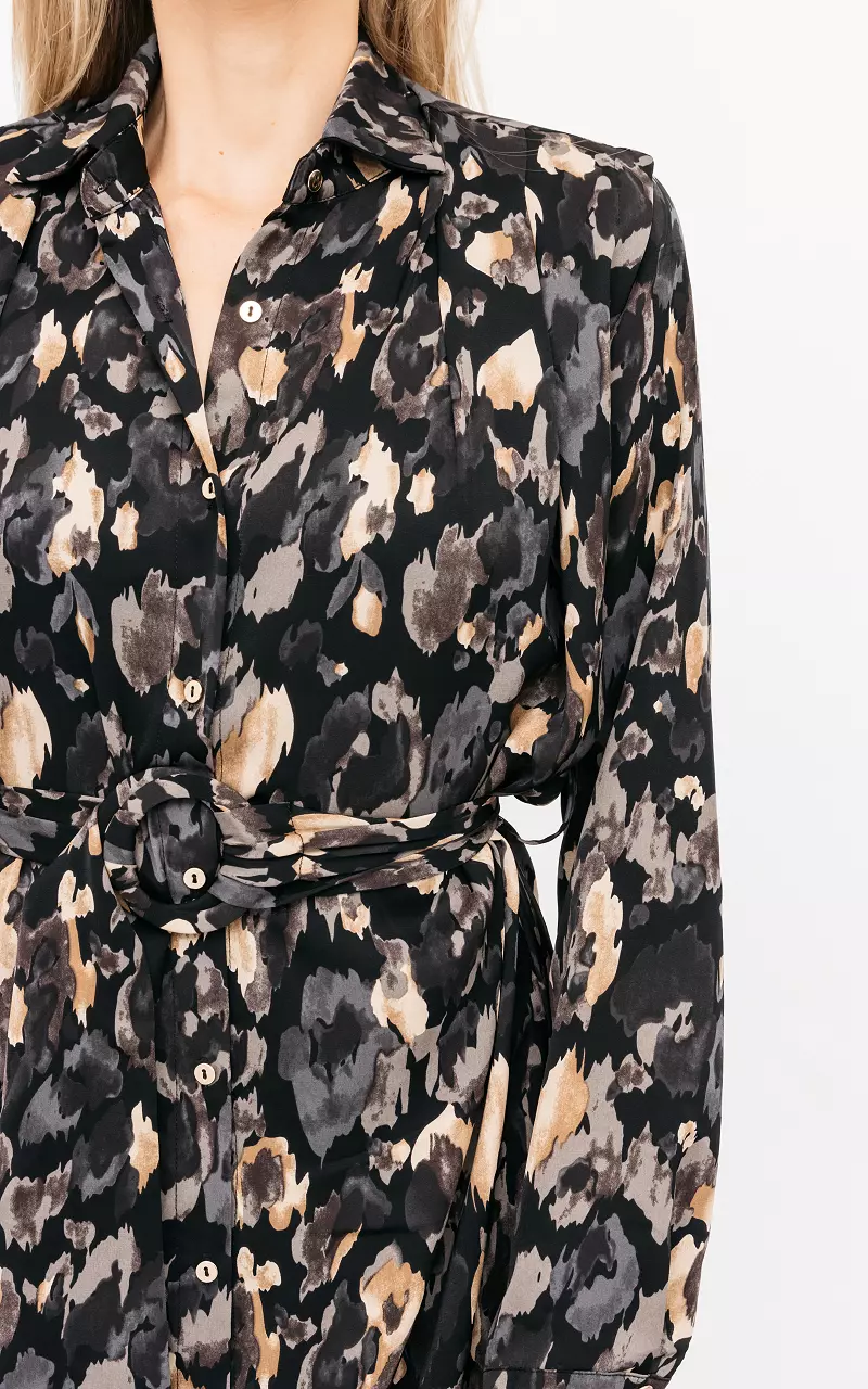 Kleid mit abstraktem Print Dunkelgrau Beige