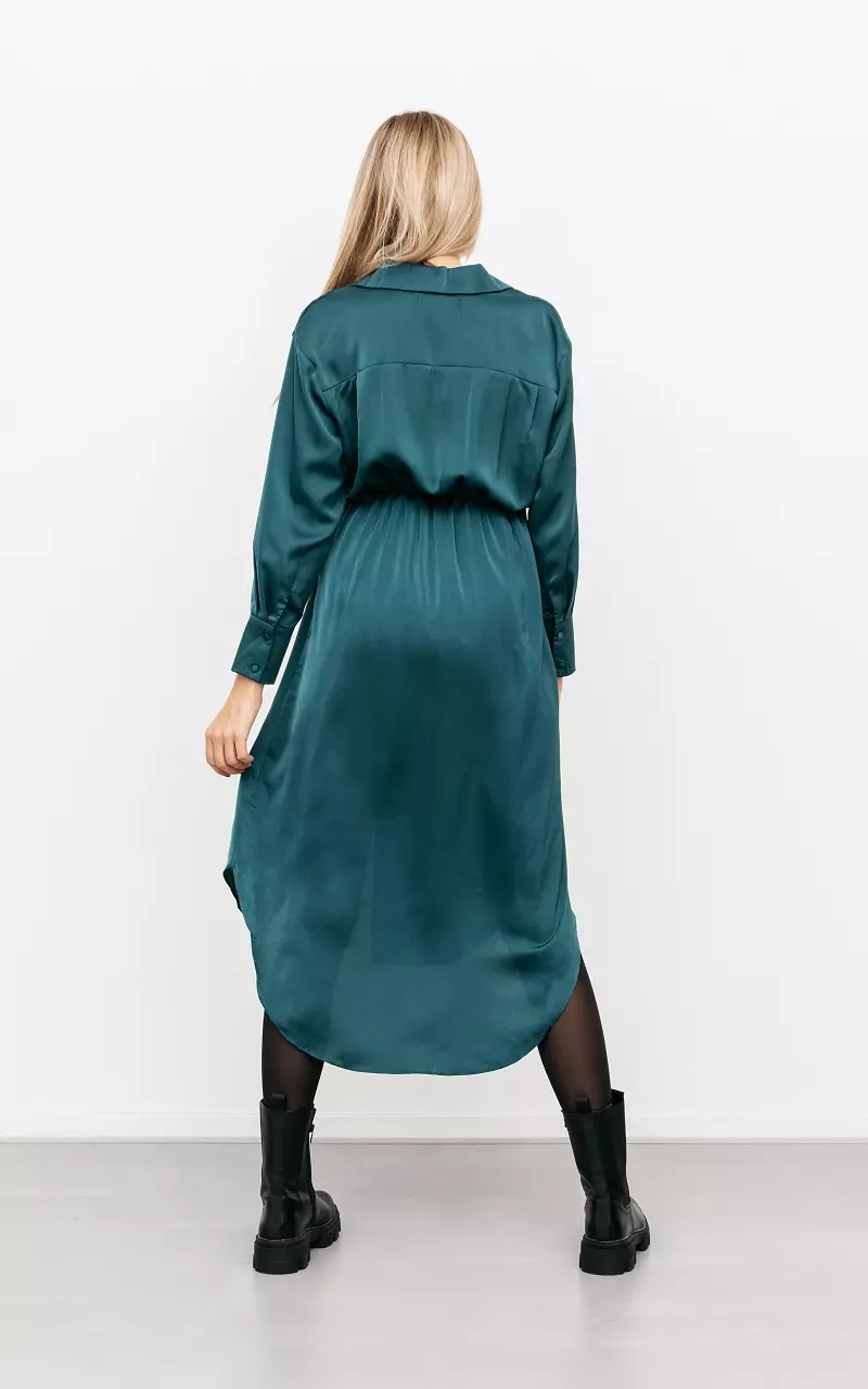Satin-look midi dress Green