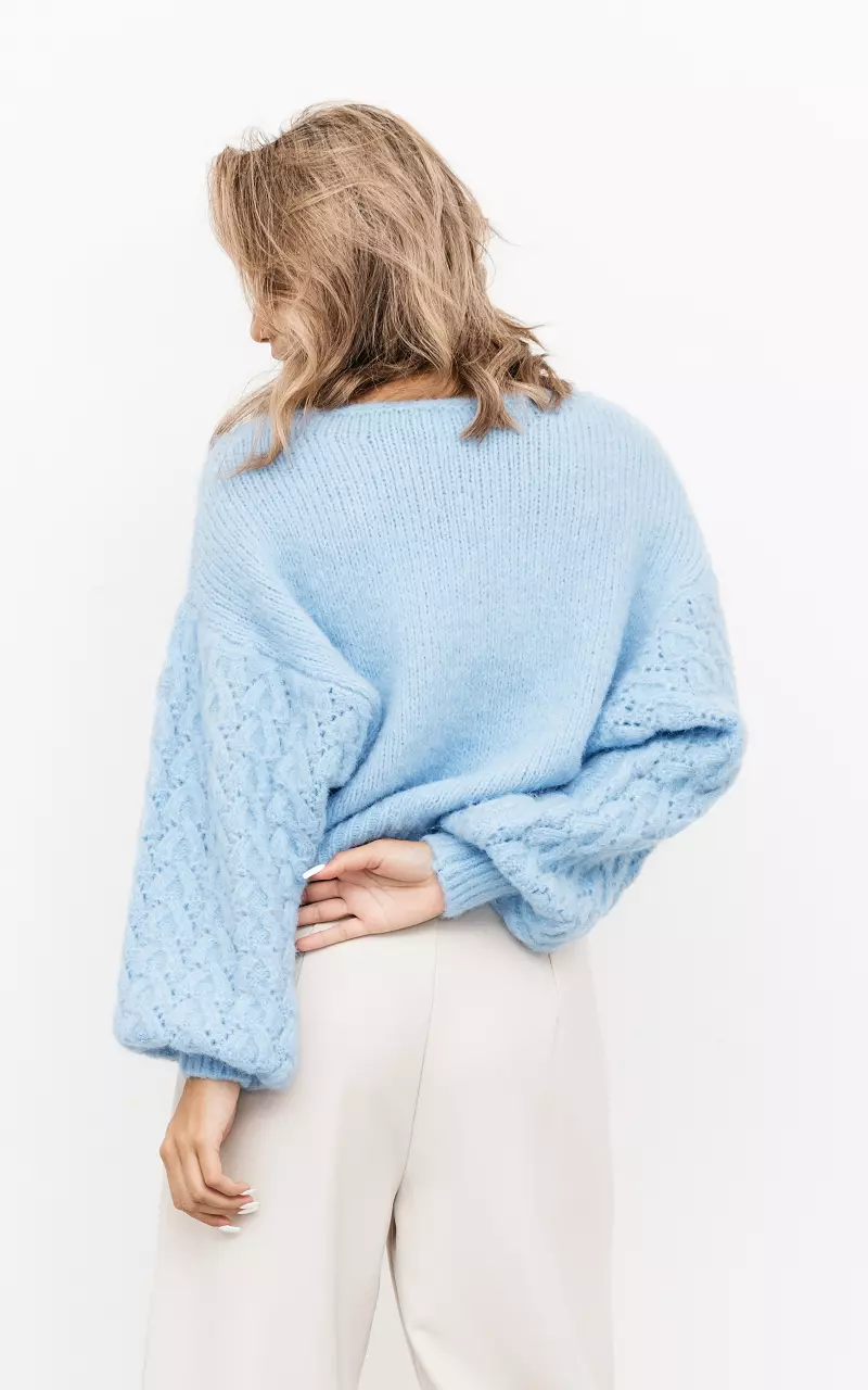 Oversized chunky knit sweater Light Blue
