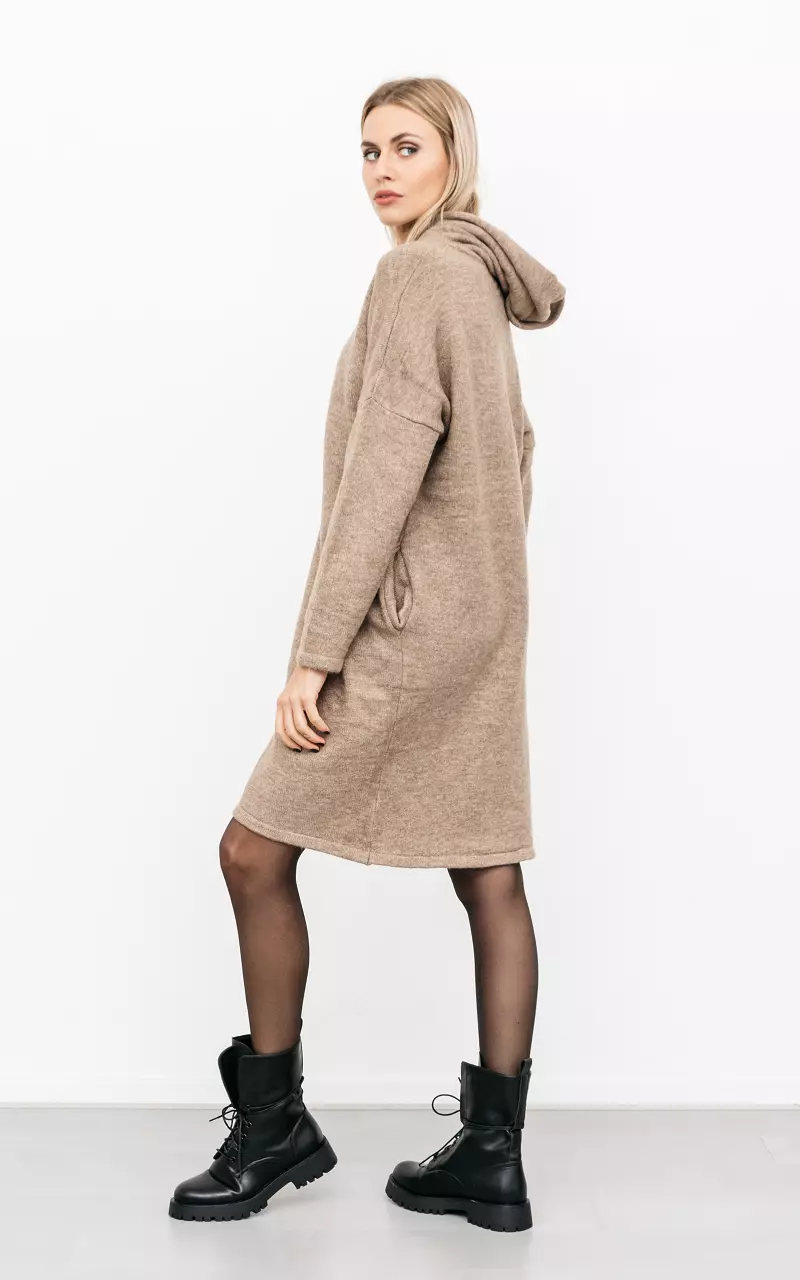 Comfy dress with hoodie Brown