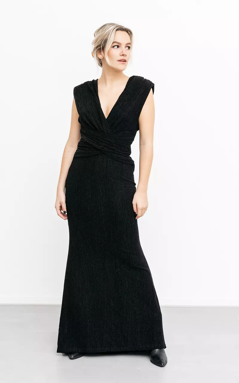 Maxi dress with glittery details Black