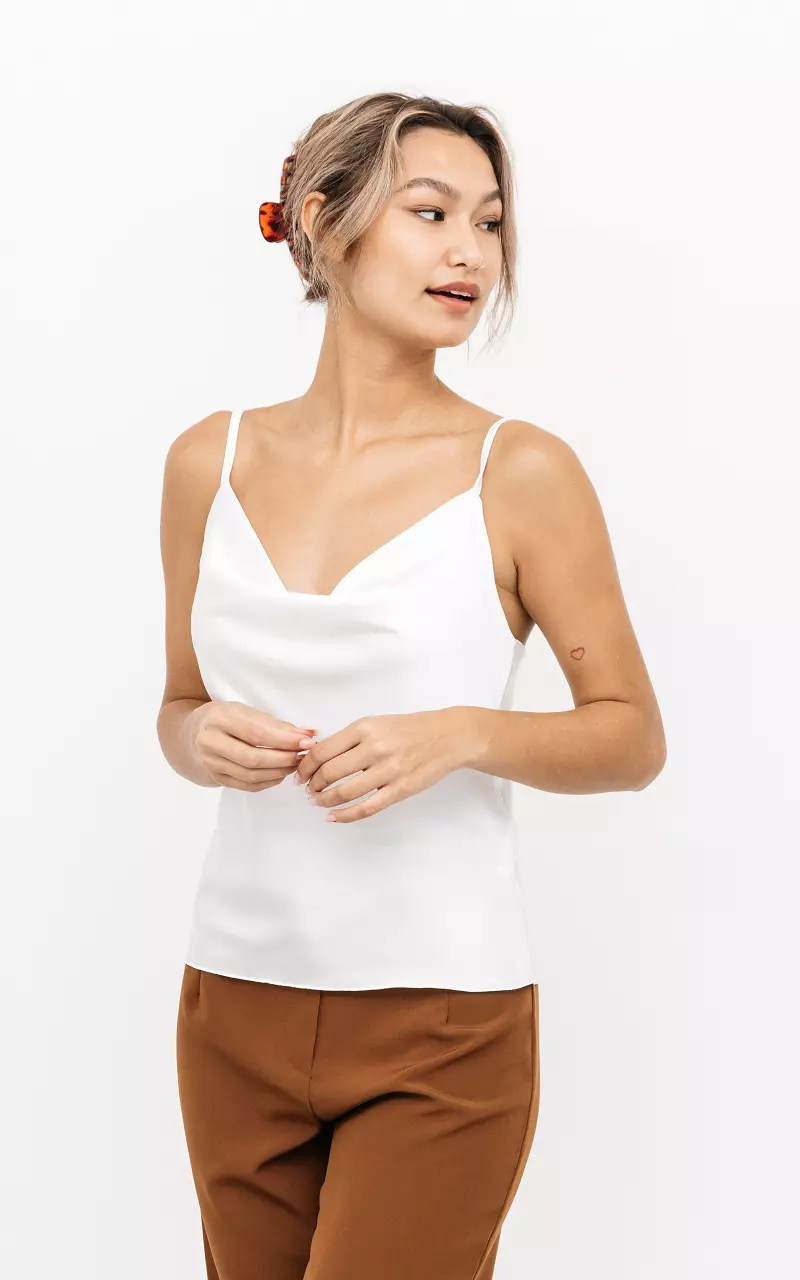 Top with waterfall neckline White