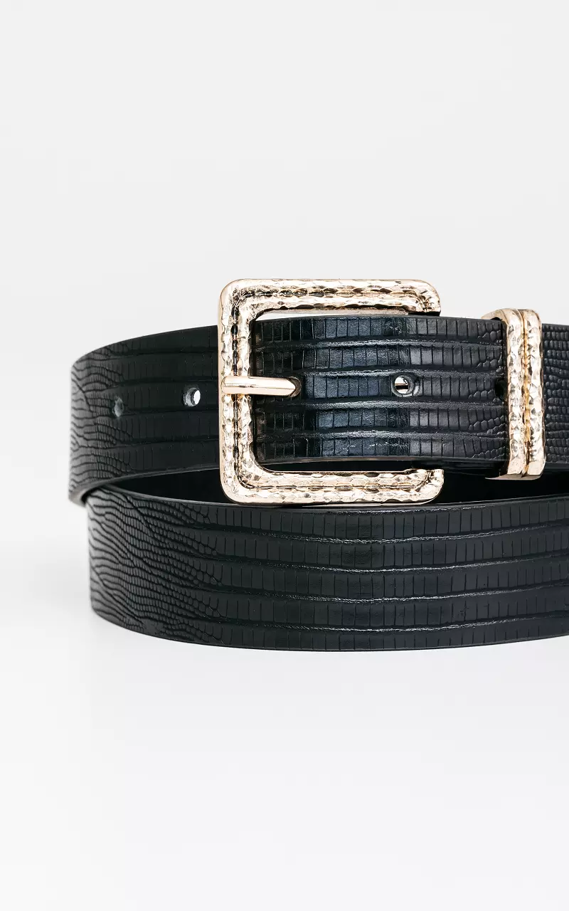 Imitation leather belt with gold-coated clasp Black Gold