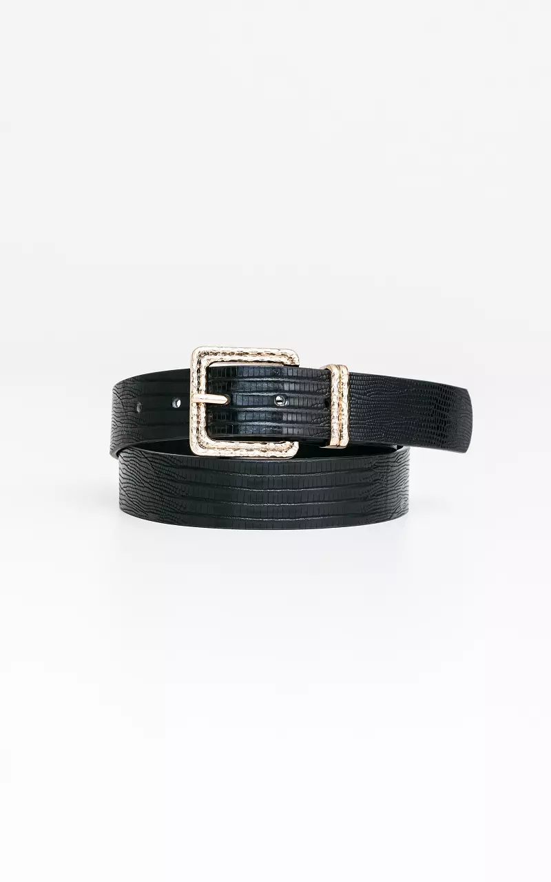 Imitation leather belt with gold-coated clasp Black Gold
