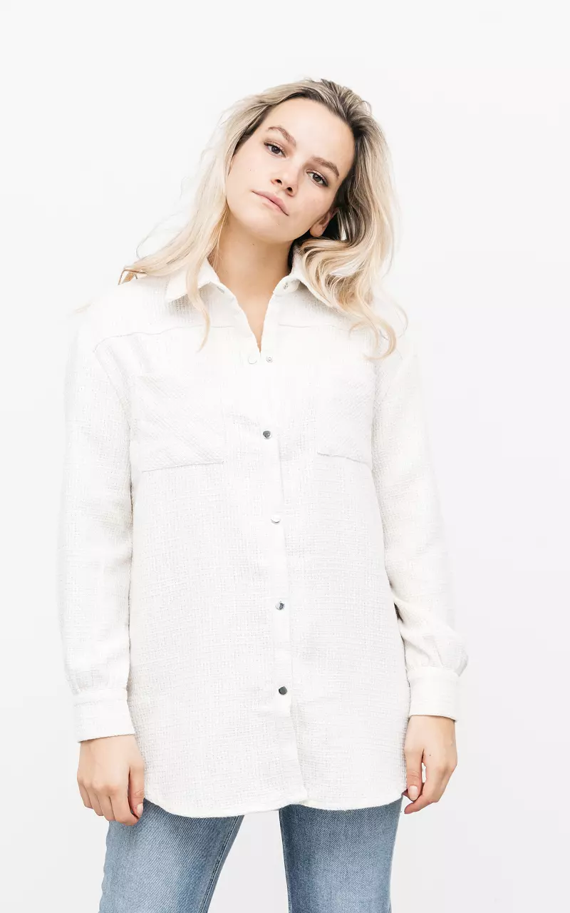 Tweede blouse with breast-pockets Cream Silver