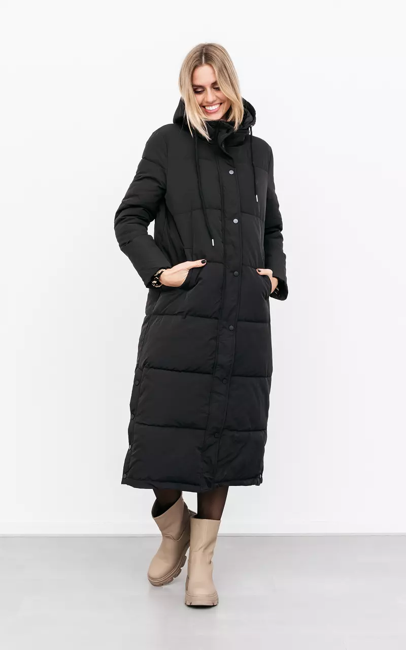 Lange puffer jacket Zwart