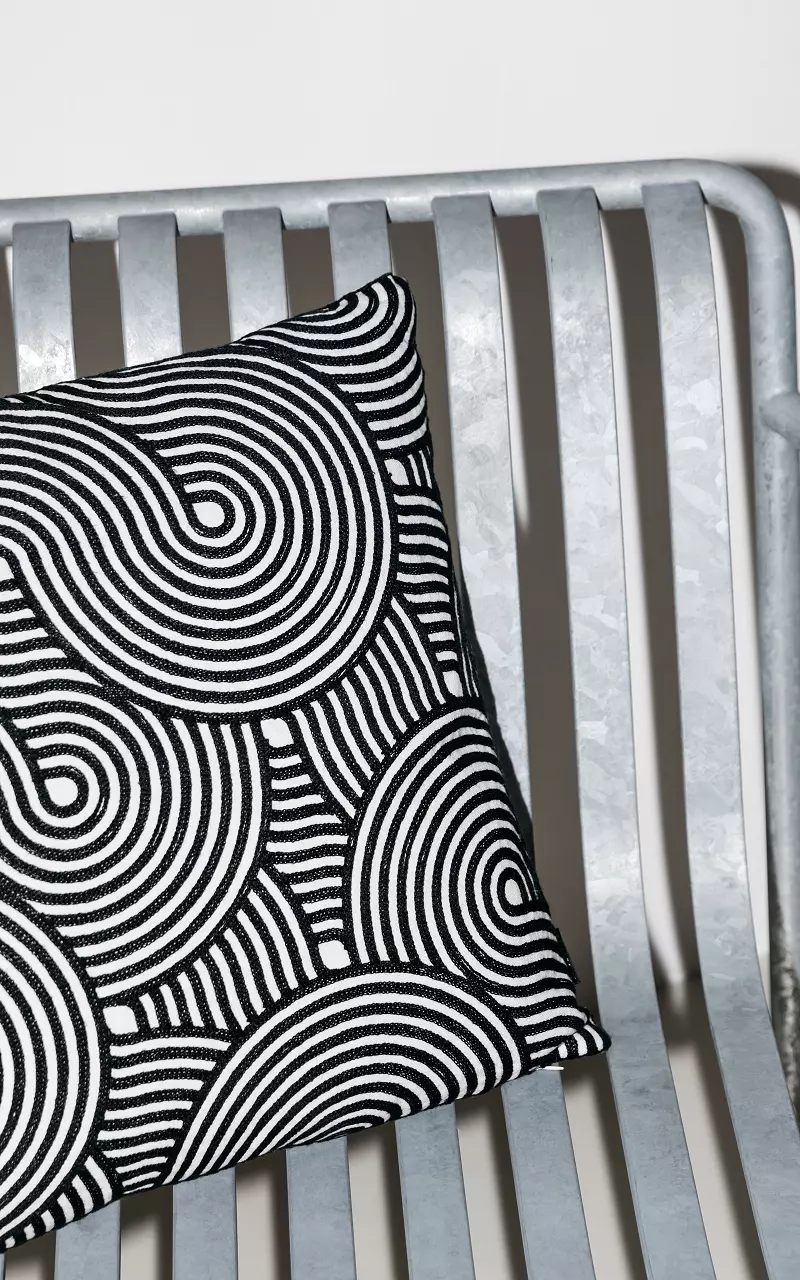 Pillow with striped pattern Black White