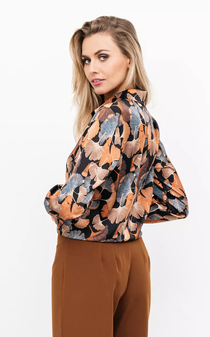 Patterned blouse Black Rust Brown