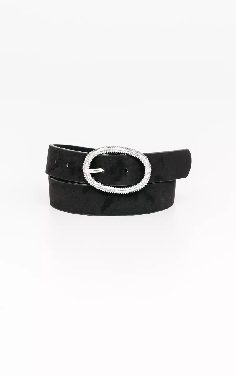 Belt with oval clasp Black Silver