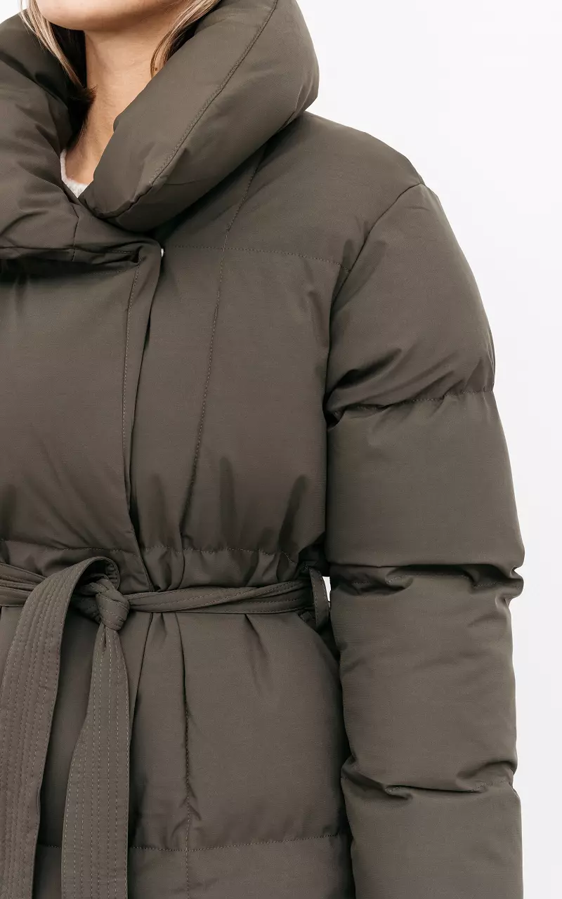 Lange puffer jacket Donkergroen